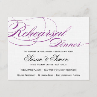 Elegantes Script Probe Dinner Einladung Lila