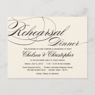 Elegantes Script Probe Dinner Einladung - Schwarz