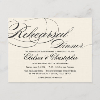 Elegantes Script Probe Dinner Einladung - Schwarz
