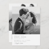 Elegantes Script QR Code Foto Hochzeit Einladung (Vorne/Hinten)