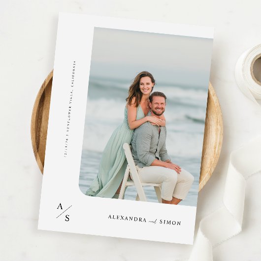 Elegantes Script QR Code Foto Hochzeit Einladung