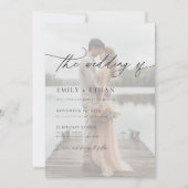 Elegantes Script QR Code Foto Hochzeit Einladung (Vorderseite)