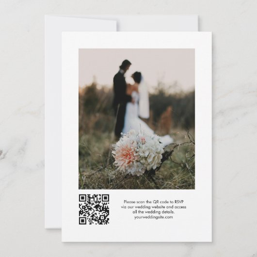 Elegantes Script QR Code Foto Hochzeitseinladung Einladung (Rückseite)