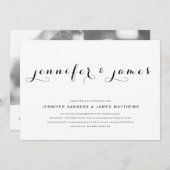 Elegantes Script QR Code Foto Moderne Hochzeit Einladung (Vorne/Hinten)