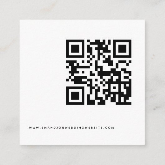 Elegantes Script QR Code Hochzeit RSVP Begleitkarte (Rückseite)