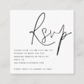 Elegantes Script QR Code Hochzeit RSVP Begleitkarte (Vorderseite)