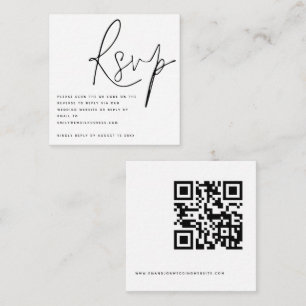 Elegantes Script QR Code Hochzeit RSVP Begleitkarte