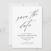 Elegantes Script QR-Code Hochzeitsstift Foto Save The Date (Vorderseite)