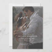 Elegantes Script QR-Code Hochzeitsstift Foto Save The Date (Vorderseite)