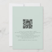 Elegantes Script QR Code Mint Green Wedding Einladung (Rückseite)