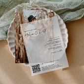 Elegantes Script QR Code Moderne schicke Hochzeit Pergament Einladungen