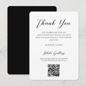 Elegantes Script QR Code Online Gallery Wedding Dankeskarte (Vorne/Hinten)