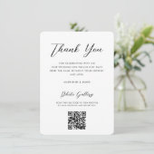 Elegantes Script QR Code Online Gallery Wedding Dankeskarte (Stehend Vorderseite)