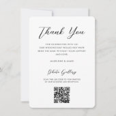 Elegantes Script QR Code Online Gallery Wedding Dankeskarte (Vorderseite)