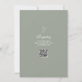 Elegantes Script QR Code Sage Green Brautparty Einladung (Rückseite)