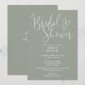 Elegantes Script QR Code Sage Green Brautparty Einladung (Vorne/Hinten)