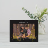 Elegantes Script Real Foil Foto Folie Einladungspostkarte (Stehend vorne)