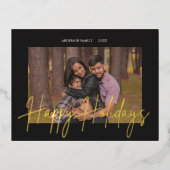 Elegantes Script Real Foil Foto Folie Einladungspostkarte (Vorderseite)