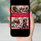 Elegantes Script Red 5 Foto Collage Weihnachten