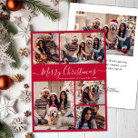 Elegantes Script Red 5 Foto Collage Weihnachten<br><div class="desc">Einfache moderne Elegante Calligraphie Red 5 Foto Collage Frohe Weihnachts Script Holiday Card. BITTE BEACHTEN SIE, DIESE 6, 5" X 8, 75" GRÖSSENKARTEN SIND GRÖSSER ALS DER DURCHSCHNITT, WEGEN DER GRÖSSEREN KARTENGRÖSSE IST ES FAST SICHER, DASS DIE POSTENKOSTEN HÖHERER SIND. WENN SIE DIE STANDARD-12x18"-GRÖSSE VORANTRETEN, KÖNNEN SIE DIE KARTE UNTER...</div>
