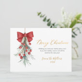 Elegantes Script Red Berries Grün Weihnachten (Stehend Vorderseite)