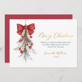 Elegantes Script Red Berries Grün Weihnachten