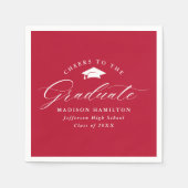 Elegantes Script Red Cheers to the Graduate Serviette (Vorderseite)
