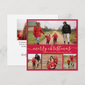 Elegantes Script Red Gold Foto Collage Weihnachten (Vorne/Hinten)