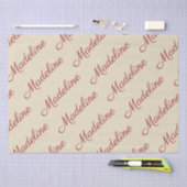 Elegantes Script Red Name Tan Seidenpapier (Handwerk)