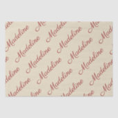 Elegantes Script Red Name Tan Seidenpapier (Vorderseite)