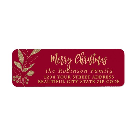 Elegantes Script Red Return Address Label (Vorne)