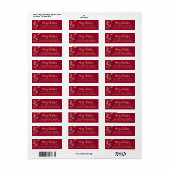 Elegantes Script Red Return Address Label (Vorne)