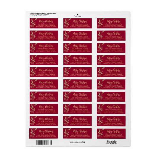 Elegantes Script Red Return Address Label (Vorne)