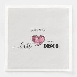 Elegantes Script Retro Disco Rosa Herz Hochzeit Serviette