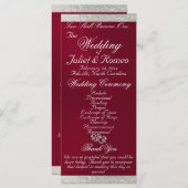 Elegantes Script & Ribbon - Burgund/Silberhochzeit Programm (Vorne/Hinten)