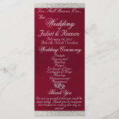 Elegantes Script & Ribbon - Burgund/Silberhochzeit Programm (Vorderseite)