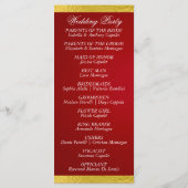 Elegantes Script & Ribbon - Crimson/Gold Wedding Programm (Rückseite)