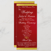 Elegantes Script & Ribbon - Crimson/Gold Wedding Programm (Vorne/Hinten)