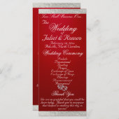 Elegantes Script & Ribbon - Crimson/Silver Wedding Programm (Vorne/Hinten)