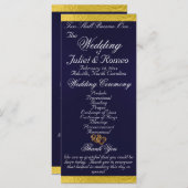 Elegantes Script & Ribbon - Hochzeit von Navy Blue Programm (Vorne/Hinten)