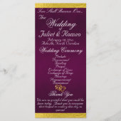 Elegantes Script & Ribbon - Lila/Goldhochzeit Programm (Vorderseite)