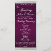 Elegantes Script & Ribbon - Lila/Silberhochzeit Programm (Vorderseite)
