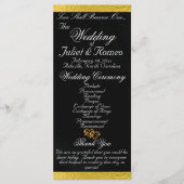 Elegantes Script & Ribbon - Schwarz/Gold Hochzeit Programm (Vorderseite)