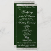 Elegantes Script & Ribbon - Smaragd/Silberhochzeit Programm (Vorne/Hinten)