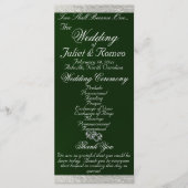 Elegantes Script & Ribbon - Smaragd/Silberhochzeit Programm (Vorderseite)