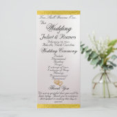 Elegantes Script & Ribbon - White Pearl/Gold Weddi Programm (Stehend Vorderseite)
