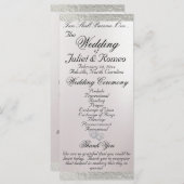 Elegantes Script & Ribbon - White/Silver Wedding Programm (Vorne/Hinten)