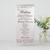 Elegantes Script & Ribbon - White/Silver Wedding Programm (Stehend Vorderseite)