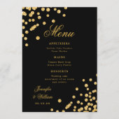 Elegantes Script Romantic Wedding Confetti Gold Bl Menükarte (Vorderseite)