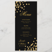 Elegantes Script Romantic Wedding Confetti Gold Bl Menükarte (Vorderseite)